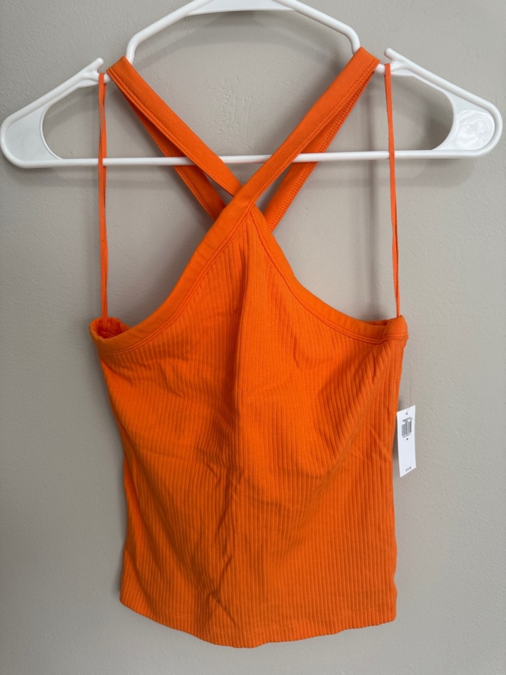 Old Navy Orange Ribbed Crossback Tank Top